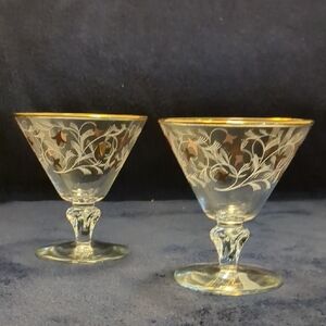 Elegant Gold Rimmed Glasses with Floral Design